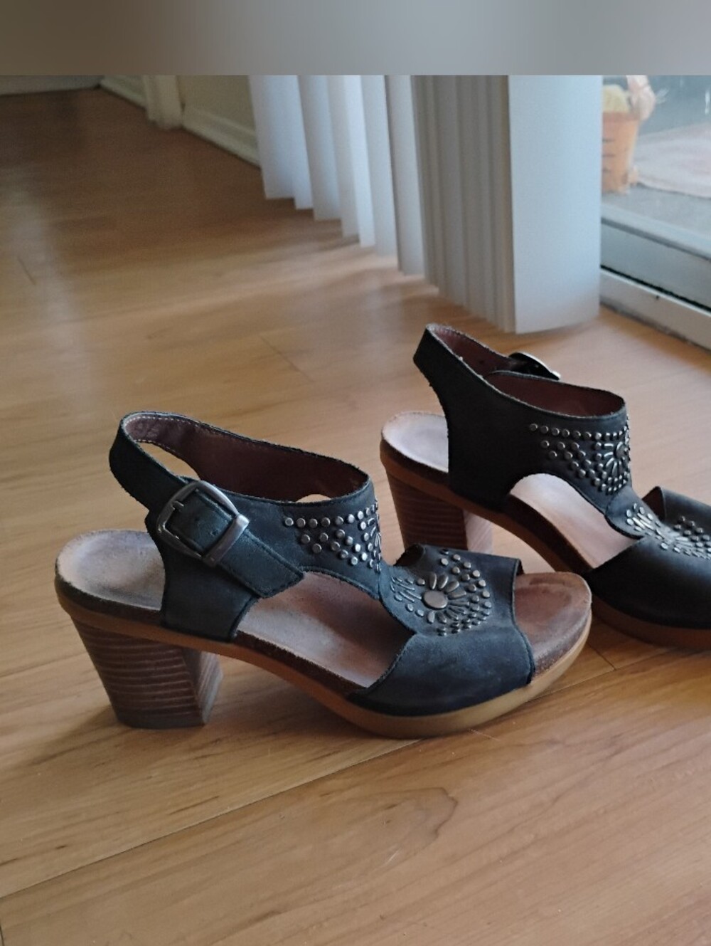 Dansko Black Embellished Suede Clogs Size 37